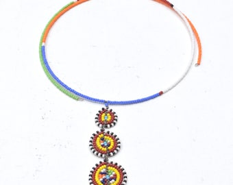 African Masai Beaded Stretch Chocker Necklace Kenya