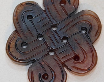 Beads Chinese Serpentine Brown Knot Pendant