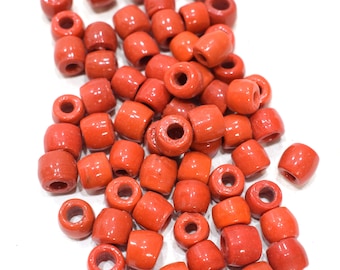 Beads India Red Orange Glass Beads 8-10mm