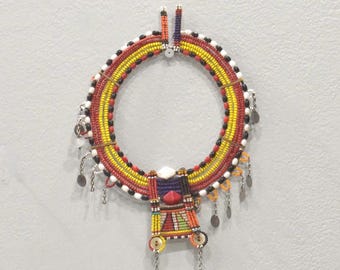 African Child's Beaded Masai Collar Kenya