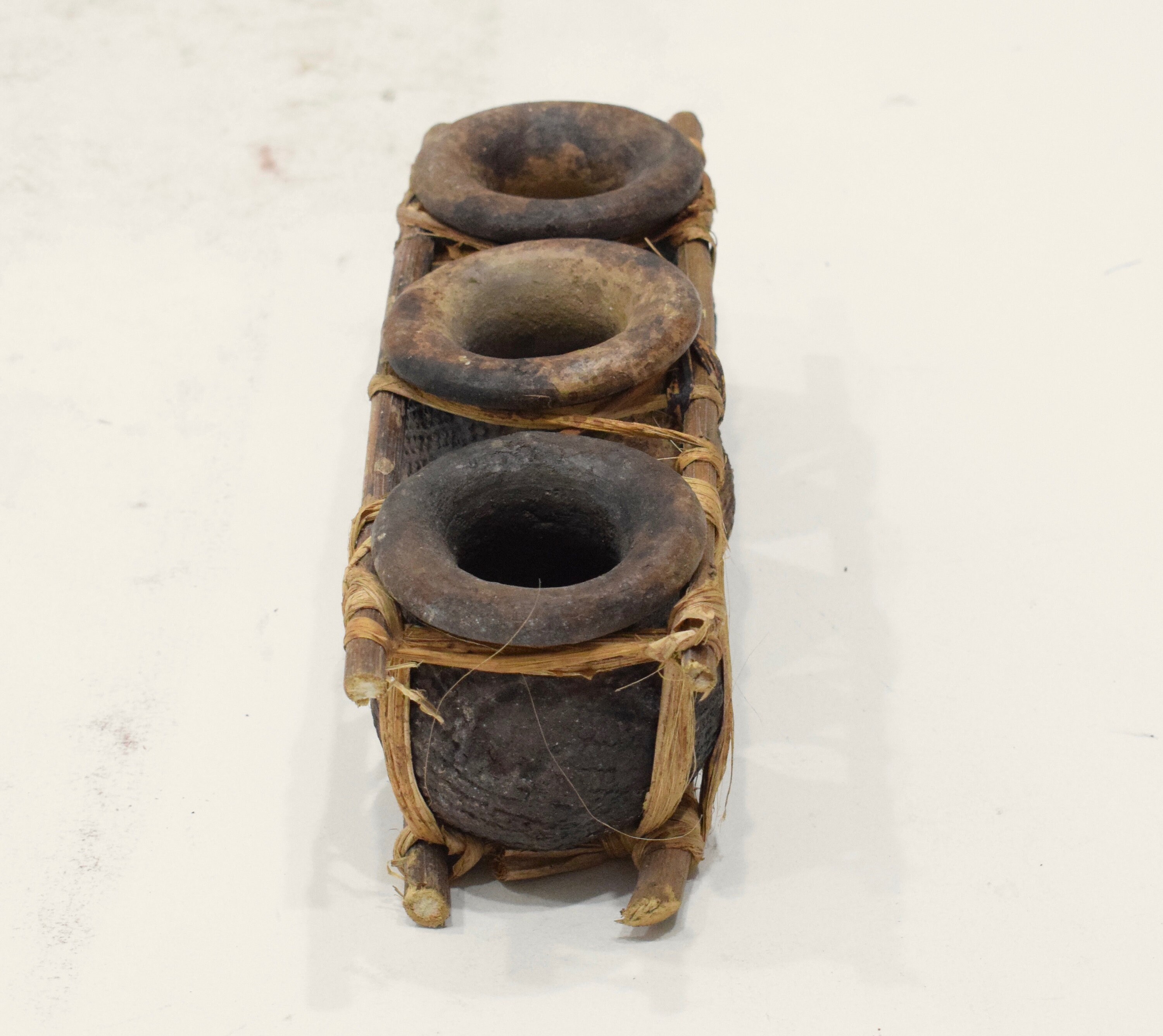 African Triple Clay Pot's Kenya Storage Bamboo Clay Pots