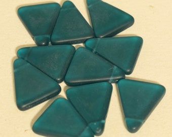 Beads Wedding Glass Blue Teal Triangle 26mm