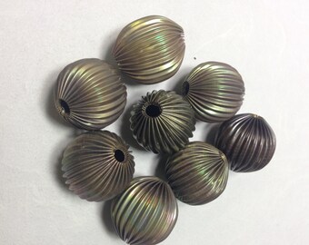 Beads Raw Brass Corrugated  Beads 27mm