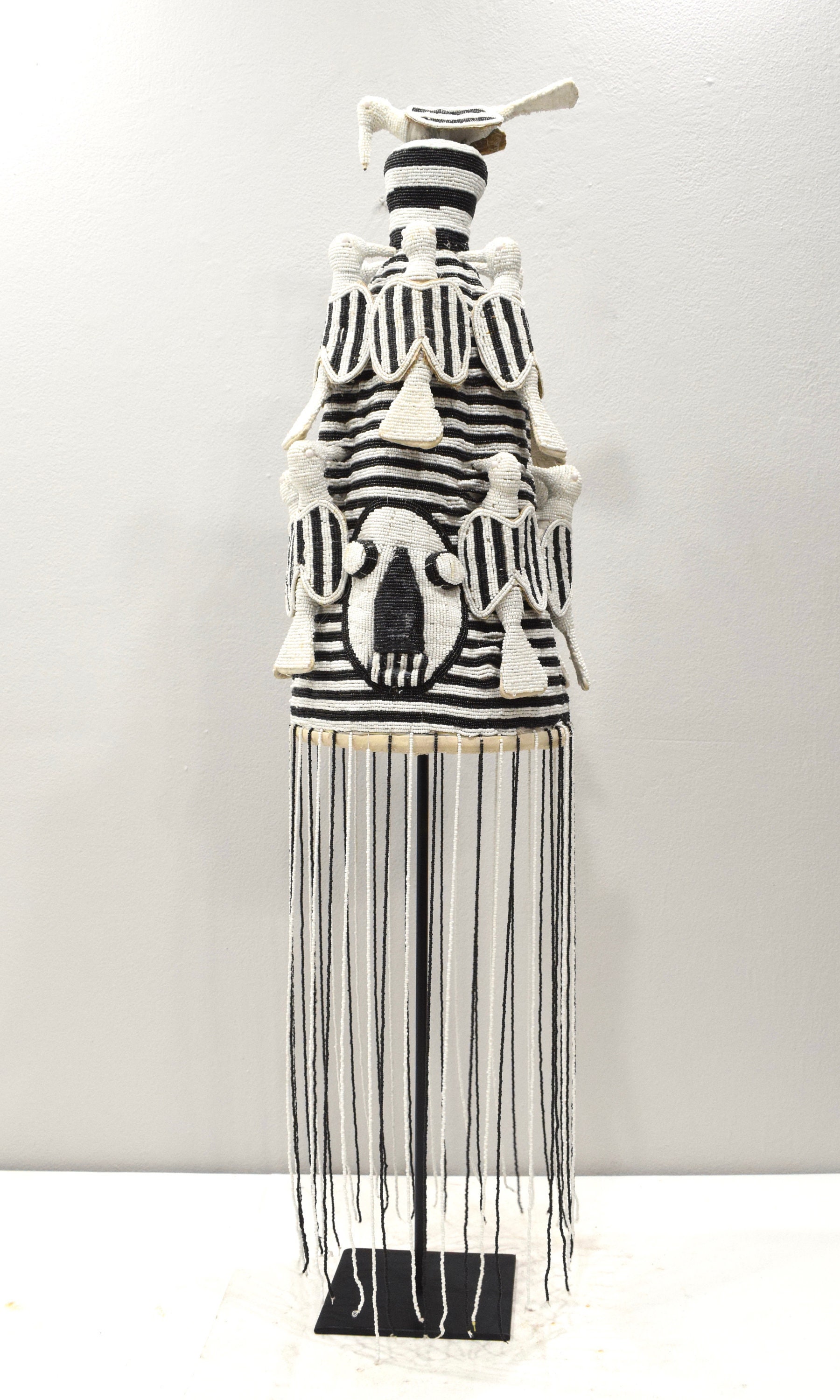 African Yoruba Beaded Colored Birds Crown