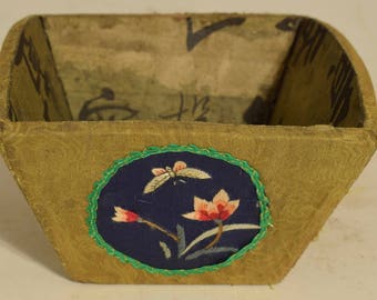 Chinese Rice Measure China Silk Fabric Flower Applique Adorned Box Rice Measure