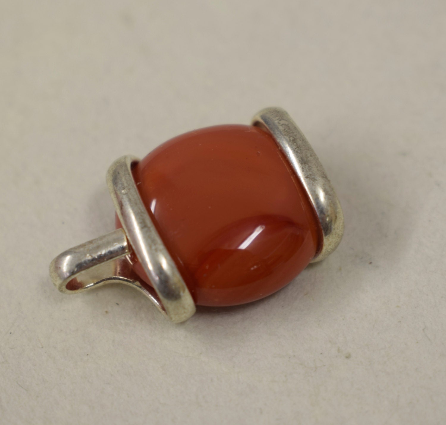 Pendant Silver Tomato Red Colored Glass Handmade Glass Silver Jewelry ...