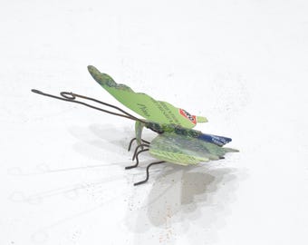 African Folk Art Toy Butterfly Recycled Tin Can Tanzania
