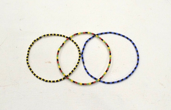 African Zulu Beaded Bangle Bracelet Set RSA
