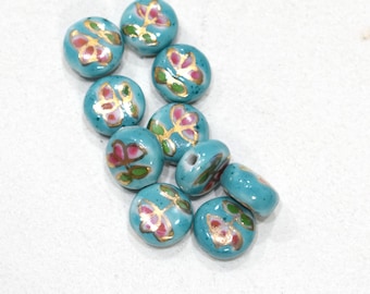 Beads Chinese Turquoise Flat Porcelain Beads 11mm