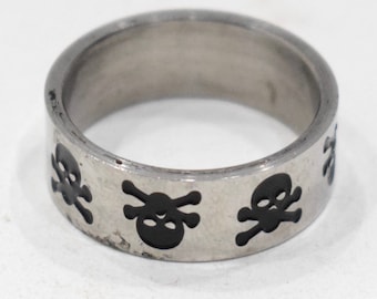 Ring Stainless Steel Skull Cross Bones Band Ring