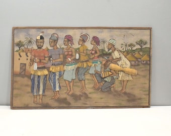 African Zulu Tribe Sand Painting Dancing Drumming Village Festival Scene