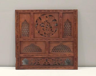 Indian Hand Carved Teak Wood Screen Panel Design