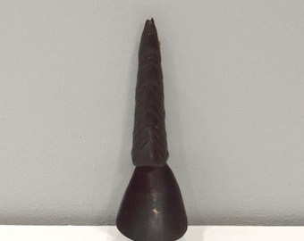 Indonesian Buffalo Horn Carved Rice Scoop Figurative Top