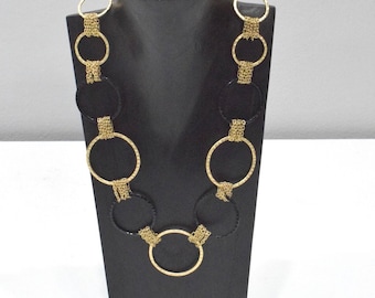 Black Gold Circle Necklace