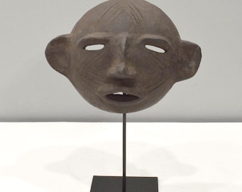 Mask African Makonde Tribe Clay Mask Tanzania