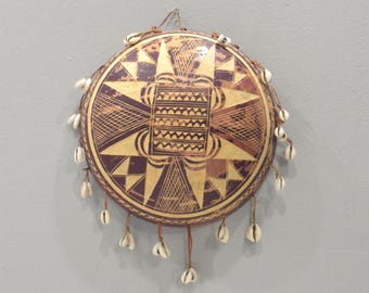 African Musical Gourd Rattle Cowrie Shells Burkina Faso