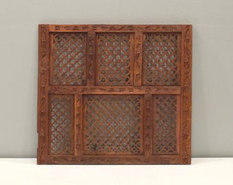 Indian Hand Carved Teak Wood Screen Panel Design