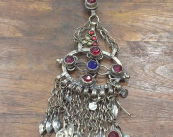 Middle Eastern Silver Kuchi Glass Pendant