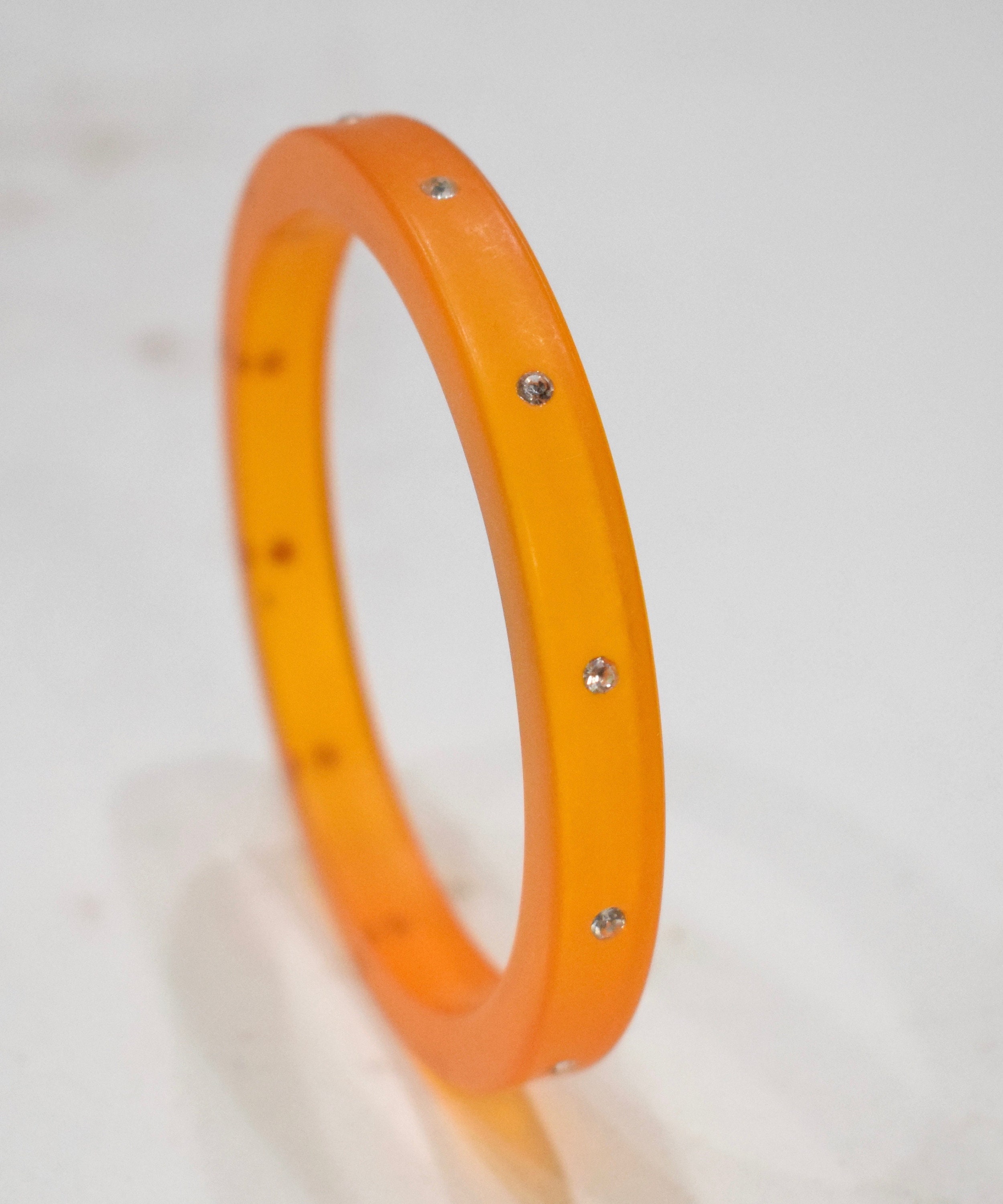 Bracelets Orange Studded Rhinestone Lucite Bangle Bracelet