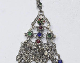 Middle Eastern Silver Kuchi Glass Pendant