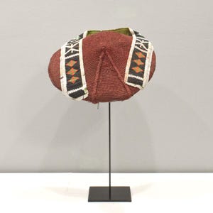 African Hat Zulu Red Cotton Beaded Women&#39;s Status Zulu Hat