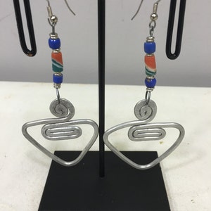 Earrings African Aluminum Blue Red Sandcast Masai Beaded Earrings Handmade Aluminum  Women Earrings Unique Tribal E9