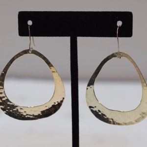 Earrings Sterling Silver Oval Hammered Hoop Dangle Earrings 60mm