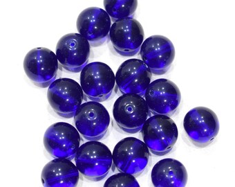 Czechoslovakian Blue Round Glass Beads