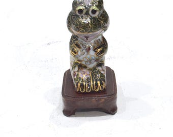 Chinese Cloisonne Frog on Stand