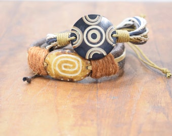 Bracelet 2 Assorted Wood Bone Tie Bracelets
