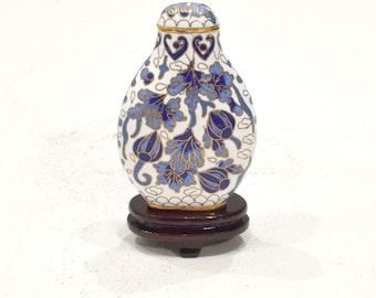 Chinese Cloisonne' Flower Vase on Wooden Stand