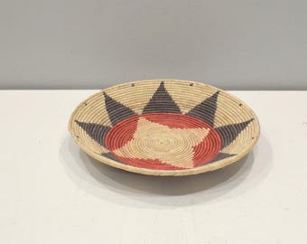 African Basket Botswana Natural Colors South Africa Woven Palm Food Basket