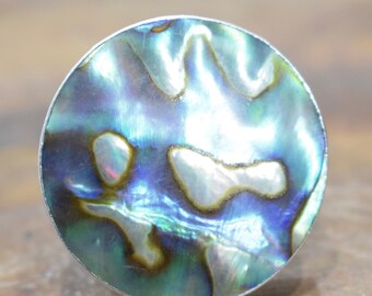 Ring Sterling Silver Round Abalone Shell Ring