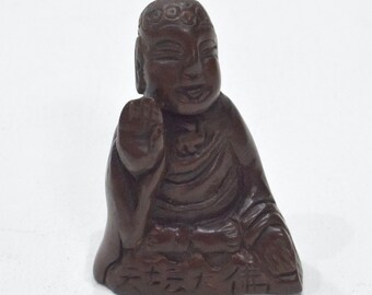 Buddha Carved Wood Palm Up Statue