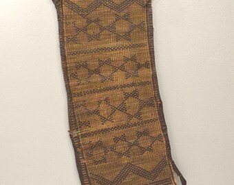 African Tuareg Woven Straw Leather Tuareg Mat Mali