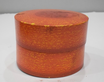 Spice Box Middle Eastern Rosewood Painted Lacquered Round Rosewood Spice Box