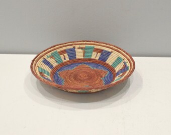African Basket Botswana Natural Colors South Africa Woven Palm Food Basket