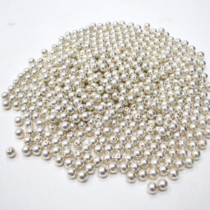 Beads Bright Silver Round Beads 5mm