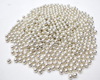 Beads Bright Silver Round Beads 5mm