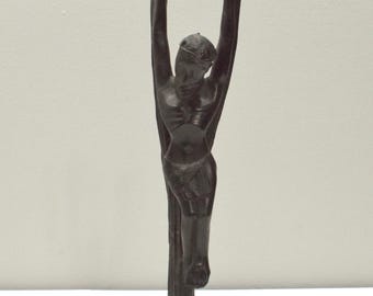 African Ebony Wood Jesus Crucifix Sculpture