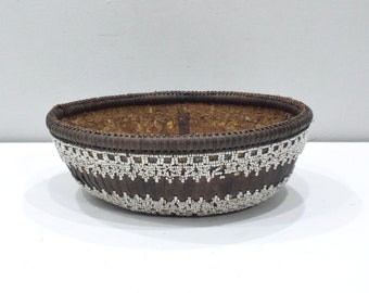 Basket Bali Indonesia Beaded Mirror Basket