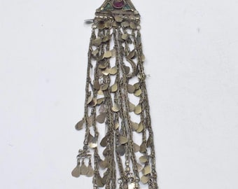 Middle Eastern Silver Kuchi Glass Pendant