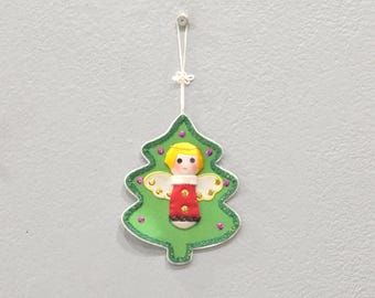 Silk Embroidered Angel Christmas Ornament