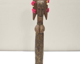 African Puppet Marka Janus Head Cooper Wood Puppet Mali