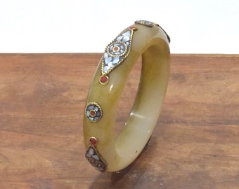 Bracelet Inlaid Stone Lucite Bangle Bracelet