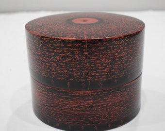 Spice Box Middle Eastern Rosewood Painted Lacquered Round Rosewood Spice Box