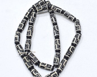 Beads Black White Bone Tribal Bead