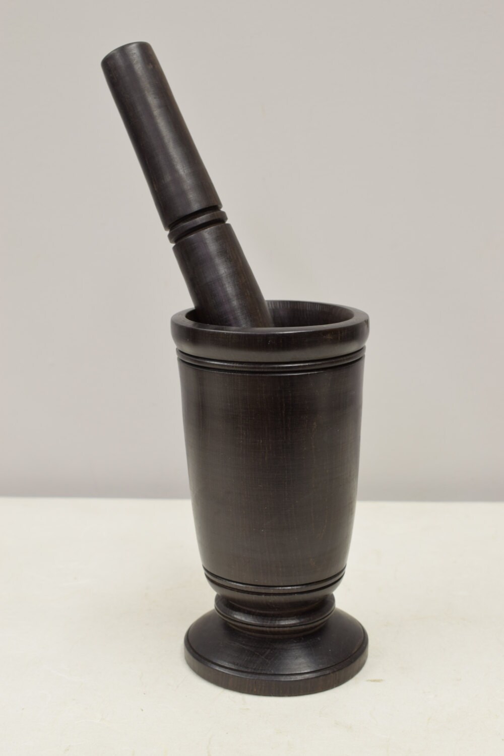 African Mortar Pestle Ebony Spice grinderTanzania Handmade Dark Ebony