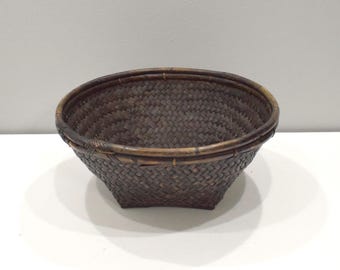 Basket Bowl Woven Rattan Bamboo Basket Ifugao Philippines