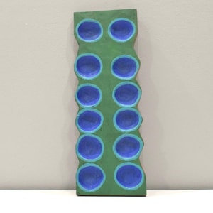 African Mancala Carved Wood Colorful Game board